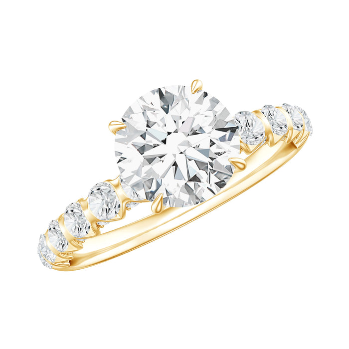 Certified 7mm lab-grown diamond solitaire engagement ring by Rosec Jewels featuring a sleek band and sparkling central diamond.