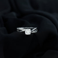 Cushion Cut Diamond Infinity Solitaire Ring with Side Stones