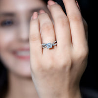 Cushion Cut Diamond Infinity Solitaire Ring with Side Stones