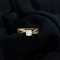 Cushion Cut Diamond Infinity Solitaire Ring with Side Stones