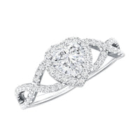 Lab Grown Diamond Heart Engagement Ring with Halo Design