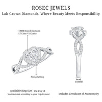 Lab Grown Diamond Heart Engagement Ring with Halo Design