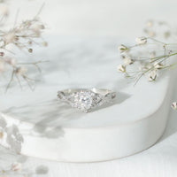 Lab Grown Diamond Heart Engagement Ring with Halo Design