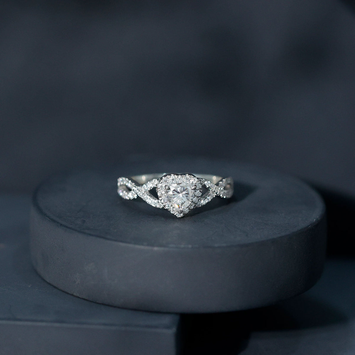 Lab Grown Diamond Heart Engagement Ring with Halo Design