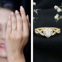 Lab Grown Diamond Heart Engagement Ring with Halo Design