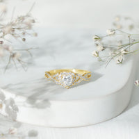 Lab Grown Diamond Heart Engagement Ring with Halo Design