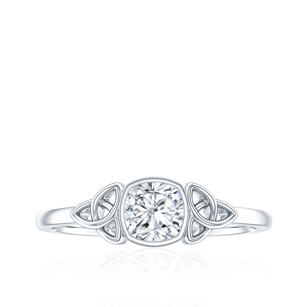Certified Cushion Cut Diamond Knot Promise Ring