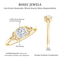 Certified Cushion Cut Diamond Knot Promise Ring