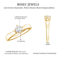 Lab Grown Diamond Solitaire Ring With 4 Prong Diagonal Set