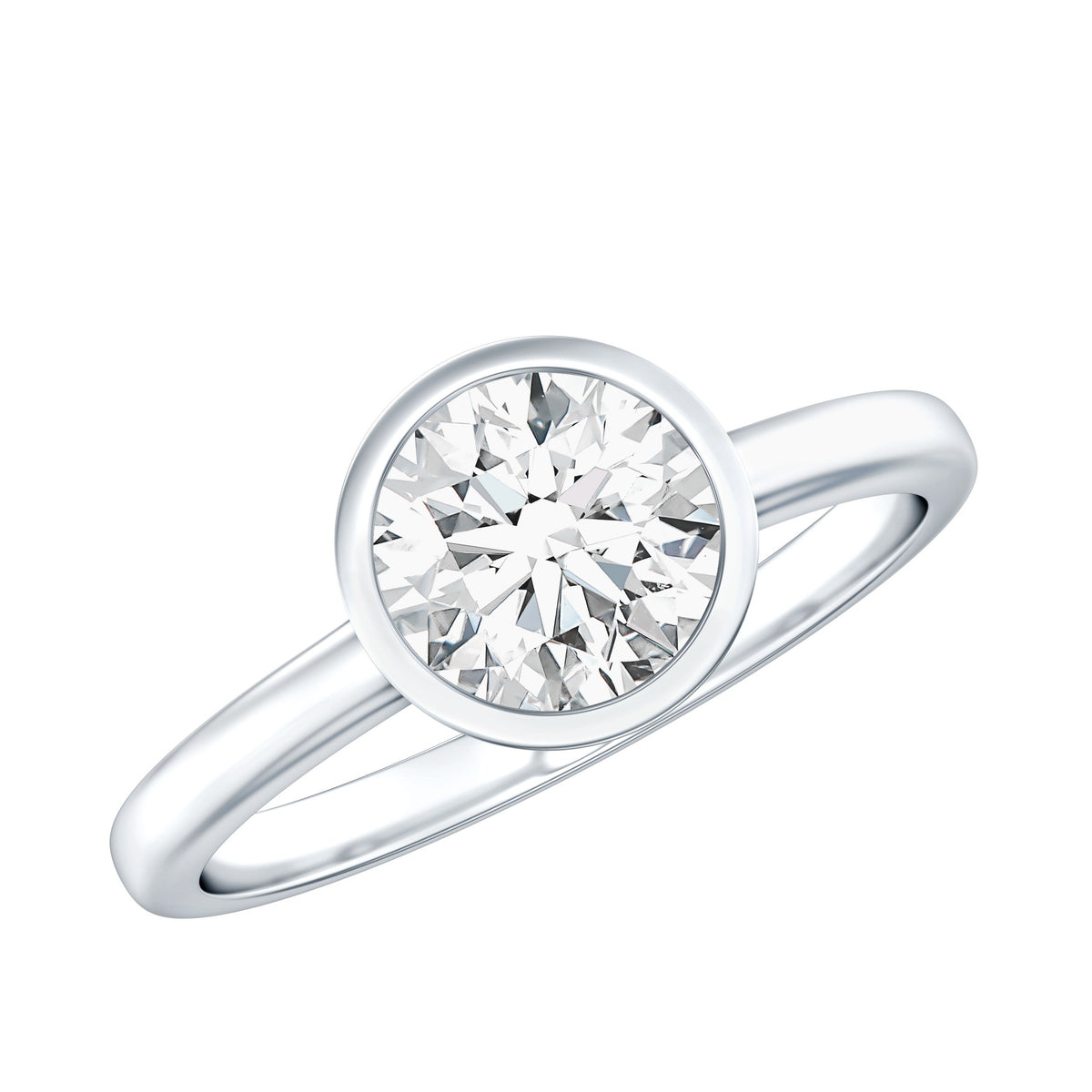 Brilliant Cut Bezel Set Lab Grown Diamond Simple Solitaire Ring