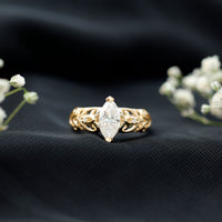 Marquise Cut Lab Grown Diamond Solitaire Filigree Engagement Ring