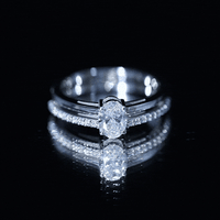 0.75 Carat Oval Cut Diamond Solitaire Double Band Engagement Ring For Her