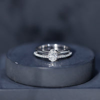 0.75 Carat Oval Cut Diamond Solitaire Double Band Engagement Ring For Her