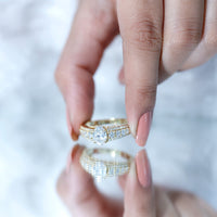 Lab Diamond Statement Engagement Ring With Side Stones