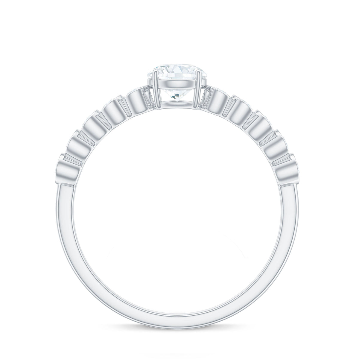 Round Brilliant Cut Lab Diamond Promise Ring with Side Stones