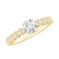 Round Brilliant Cut Lab Diamond Promise Ring with Side Stones