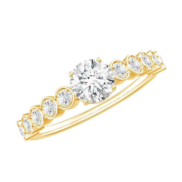 Round Brilliant Cut Lab Diamond Promise Ring with Side Stones