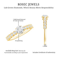 Round Brilliant Cut Lab Diamond Promise Ring with Side Stones