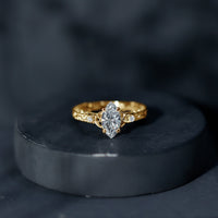 Lab Grown Diamond Marquise Engagement Ring with Celtic Knot Detail