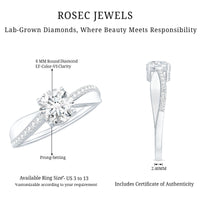 Certified Lab Grown Diamond Engagement Ring With Bypass Details