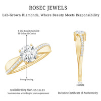 Certified Lab Grown Diamond Engagement Ring With Bypass Details