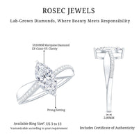 Certified 1 CT Marquise Diamond Solitaire Ring with Side Stones