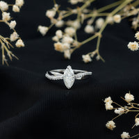 Certified 1 CT Marquise Diamond Solitaire Ring with Side Stones