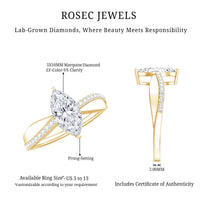 Certified 1 CT Marquise Diamond Solitaire Ring with Side Stones