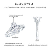Brilliant Cut Lab Grown Diamond Marquise Engagement Ring with Split Shank