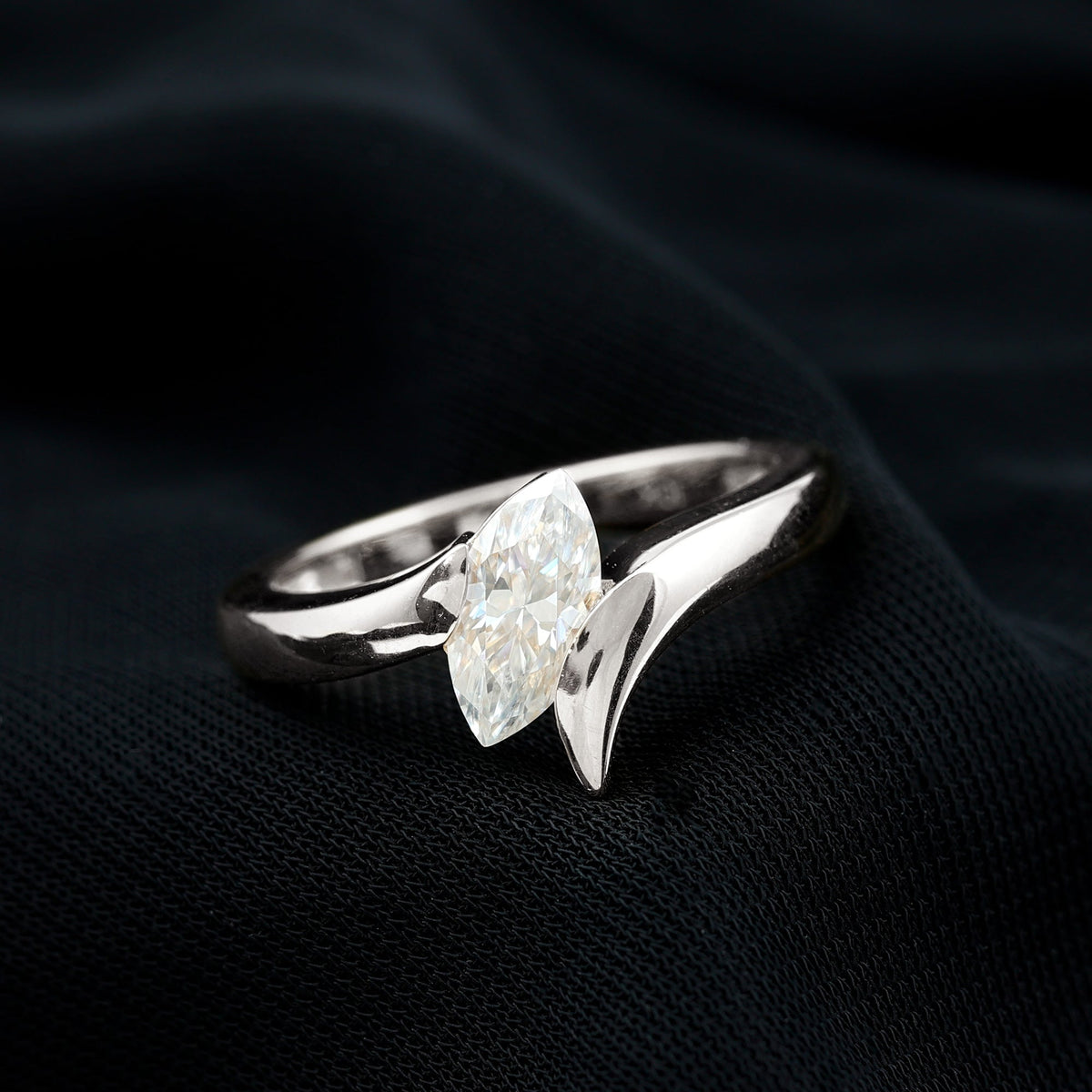 Lab Diamond 5X10 MM Marquise Engagement Ring in Tension Mount Setting