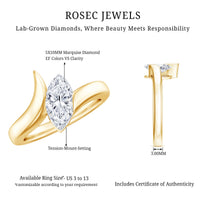 Lab Diamond 5X10 MM Marquise Engagement Ring in Tension Mount Setting