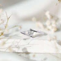 5 mm Princess Cut Lab Grown Diamond Ring With Tension Setting