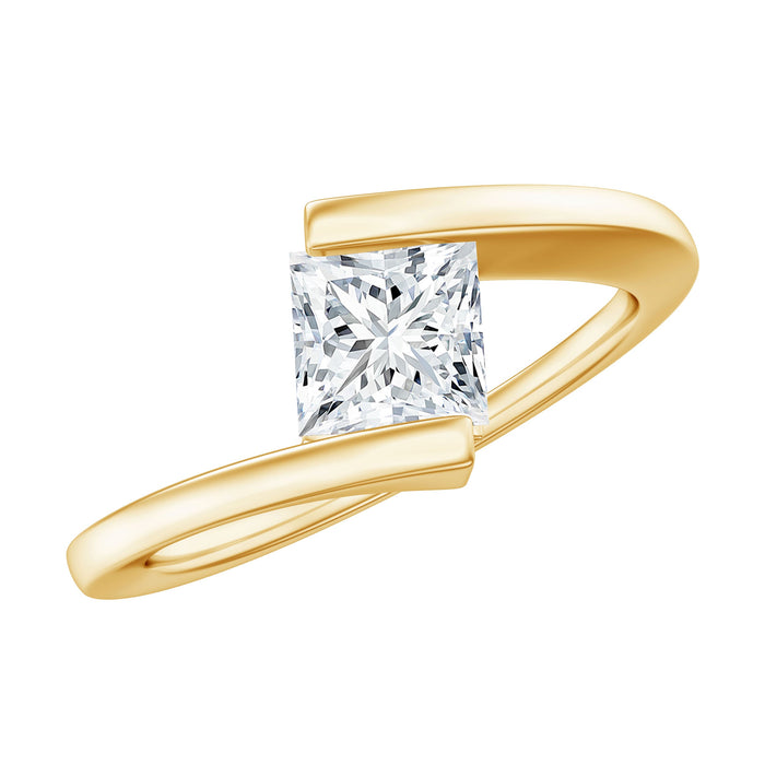 Rosec Jewels 5mm princess cut lab-grown diamond ring with tension setting, showcasing sparkling gemstone and sleek band detail.