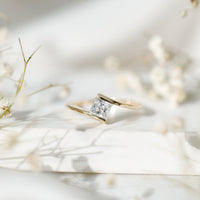 5 mm Princess Cut Lab Grown Diamond Ring With Tension Setting