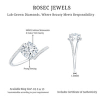 Lab Diamond Engagement Bypass Cushion Engagement Ring