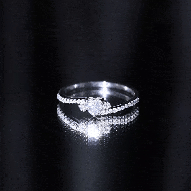 Yellow gold 1.5 carat heart-shaped lab-grown diamond engagement ring with bypass shank from Rosec Jewels.