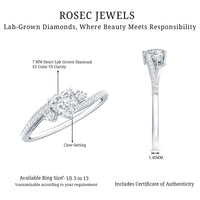 1.5 Carat Heart Shaped Lab Grown Diamond Engagement Rings With Bypass Shank