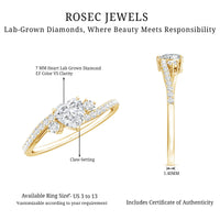 1.5 Carat Heart Shaped Lab Grown Diamond Engagement Rings With Bypass Shank