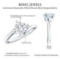 Princess Cut Lab Grown Diamond Bypass Engagement Ring for Women