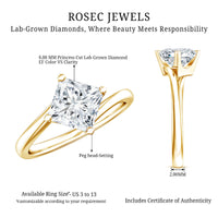 Princess Cut Lab Grown Diamond Bypass Engagement Ring for Women