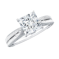 Lab Grown Diamond Engraved Solitaire Engagement Ring in Claw Set