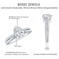 6X8 mm Pear Lab Created Diamond Filigree Engagement Ring