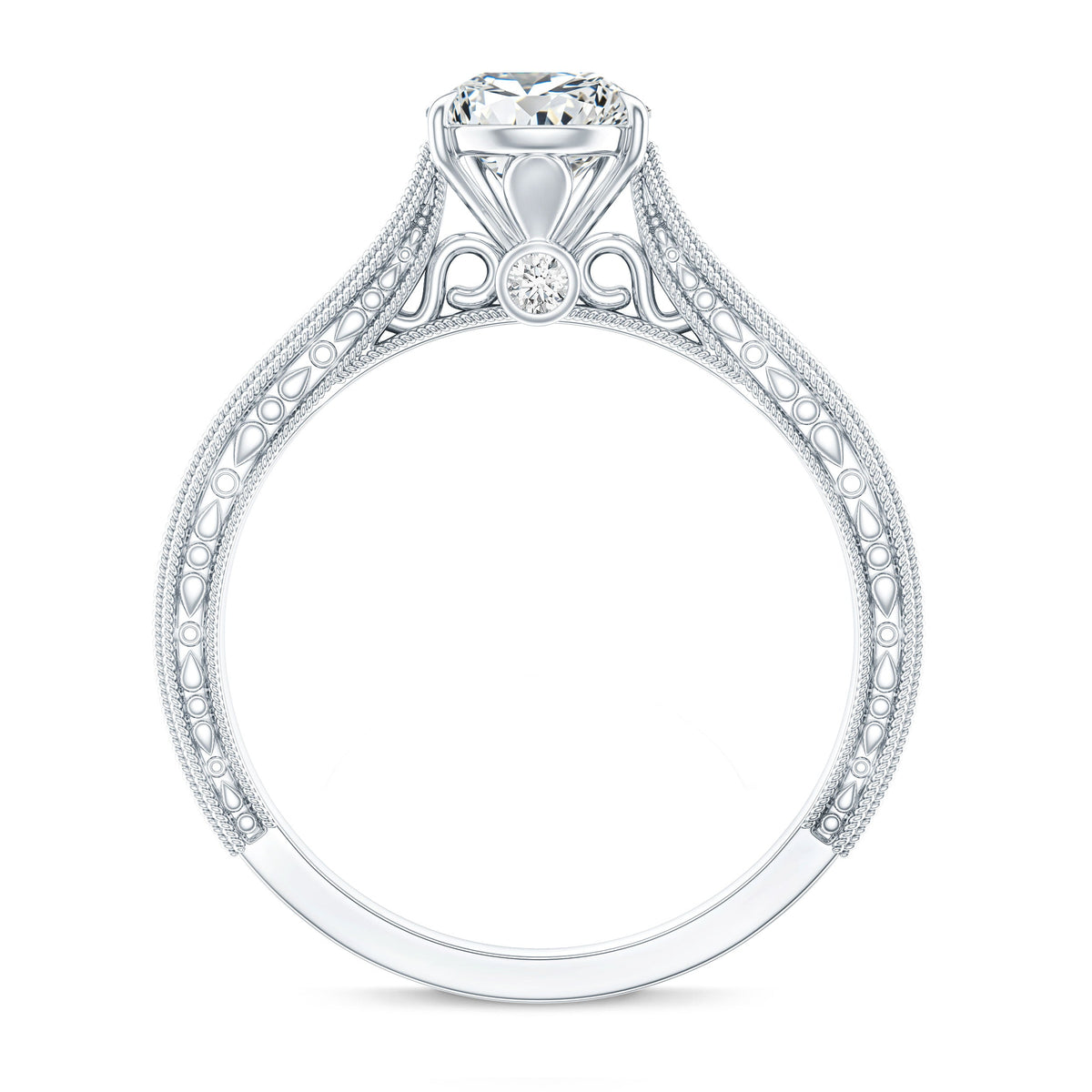 6X8 mm Pear Lab Created Diamond Filigree Engagement Ring
