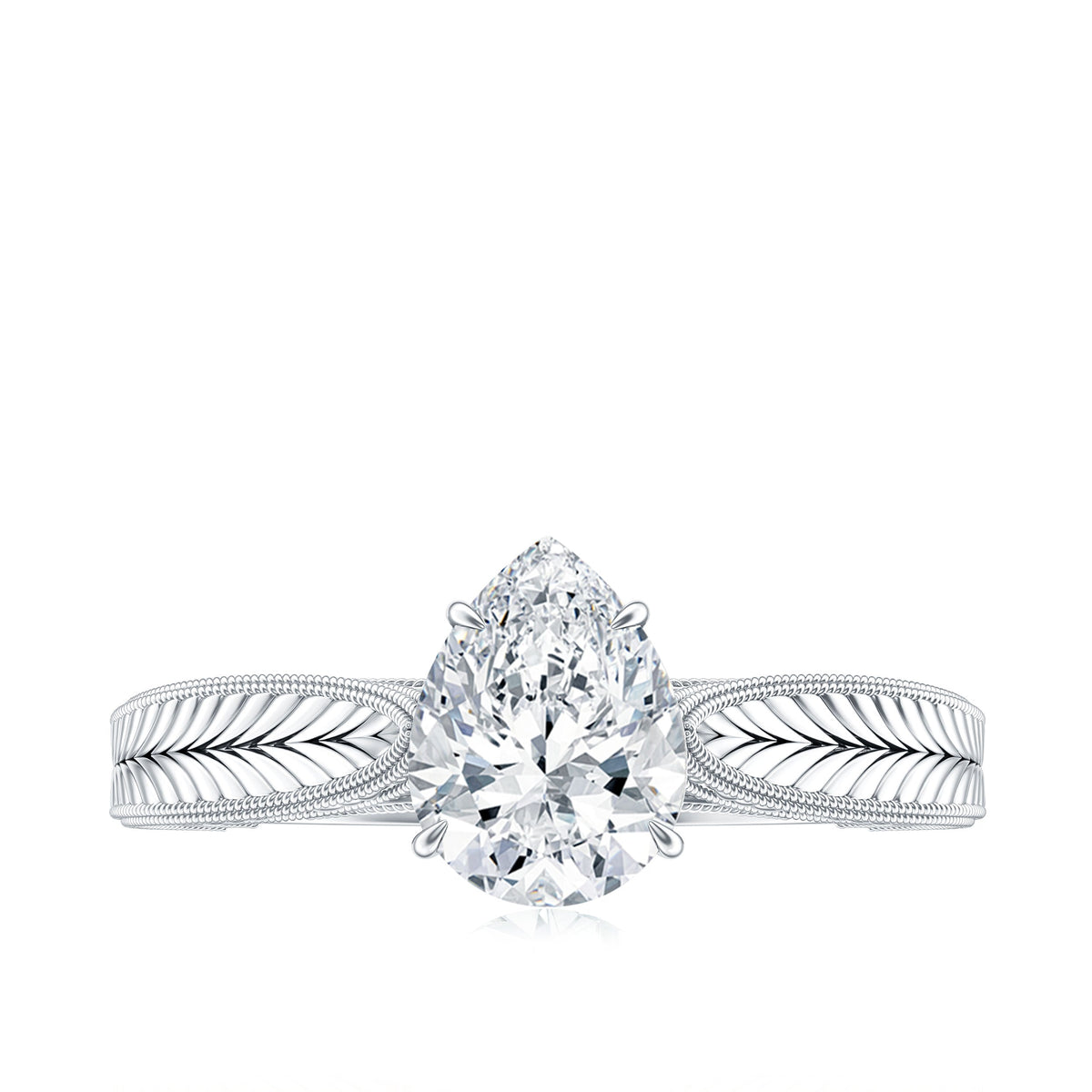 6X8 mm Pear Lab Created Diamond Filigree Engagement Ring
