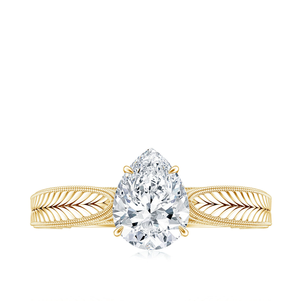 6X8 mm Pear Lab Created Diamond Filigree Engagement Ring