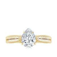6X8 mm Pear Lab Created Diamond Filigree Engagement Ring