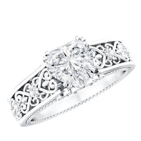 Certified 1 Carat Heart Lab Created Vintage Engagement Ring
