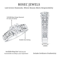Certified 1 Carat Heart Lab Created Vintage Engagement Ring