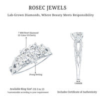 Certified 7 MM Lab Grown Diamond Heart Shaped Engagement Ring