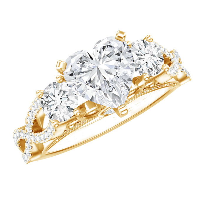 Lab grown diamond heart-shaped engagement ring by Rosec Jewels with a 7mm certified diamond, elegant and sparkling jewelry piece.